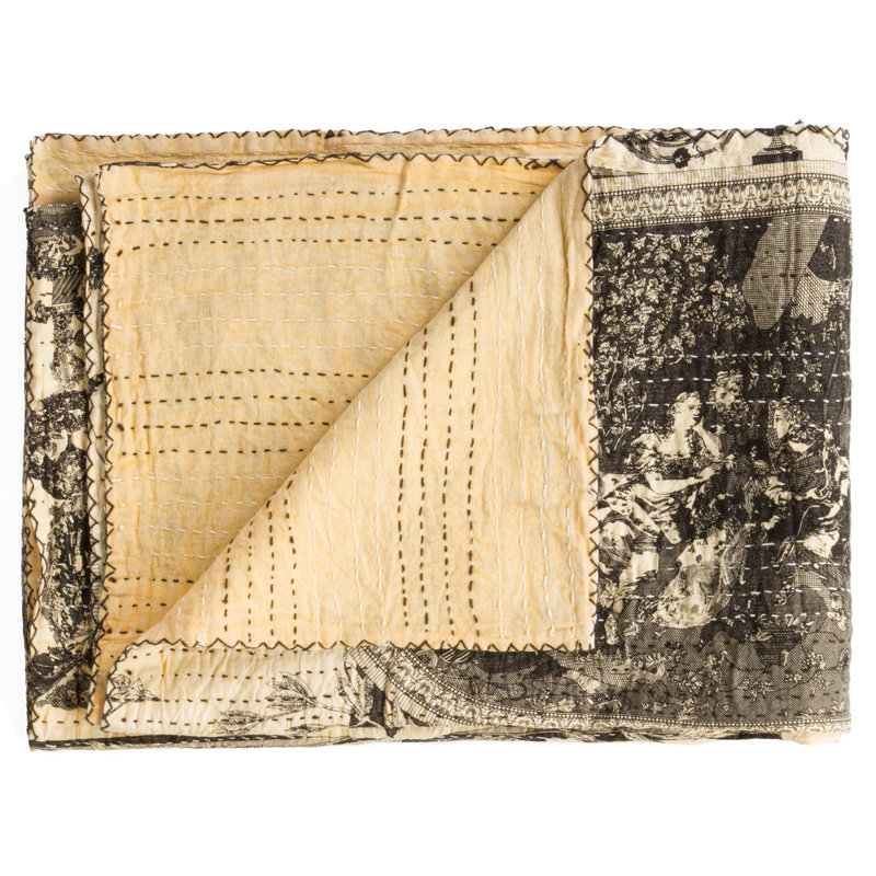 KANTHA COTTON Quilted Throw Blanket