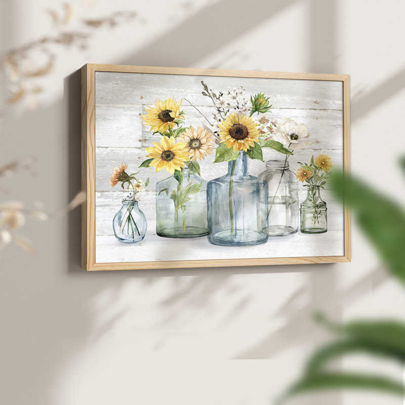 Tournesol Extravaganza - Impression encadrée - Restickable, H 22 po x l 28 po, Naturel