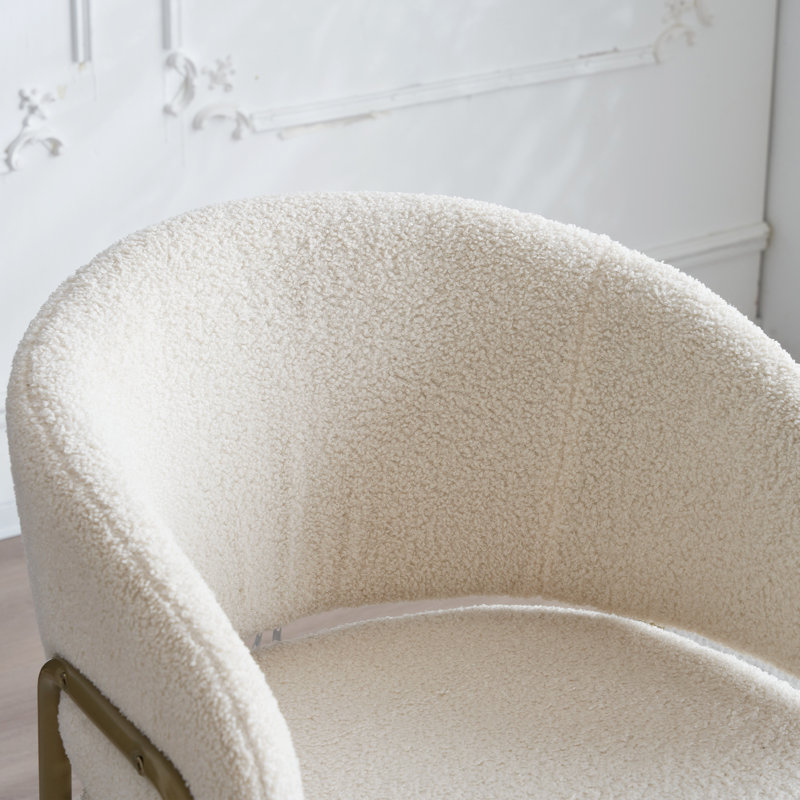 Callaghn 46cm H Velvet Upholstered Metal Wing Back Armchair, Gold, White