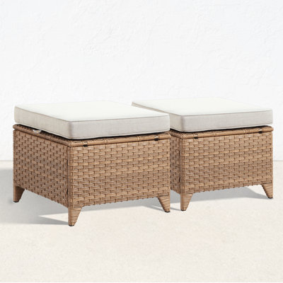 Schutt Wicker Outdoor Ottoman with Cushions