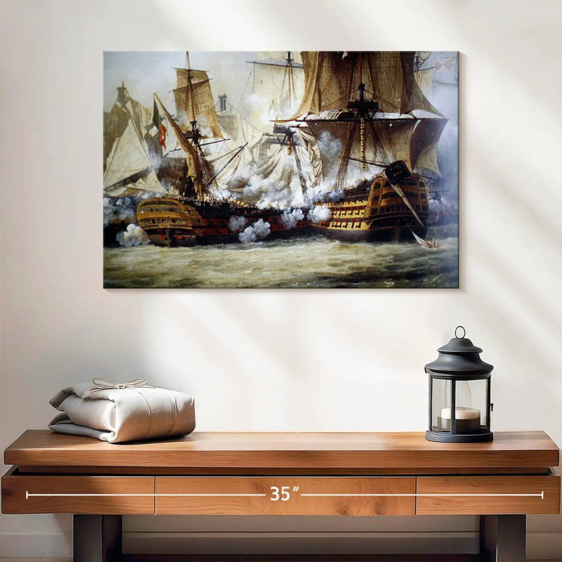 Scène de la bataille de Trafalgar, H 16 po x l 24 po
