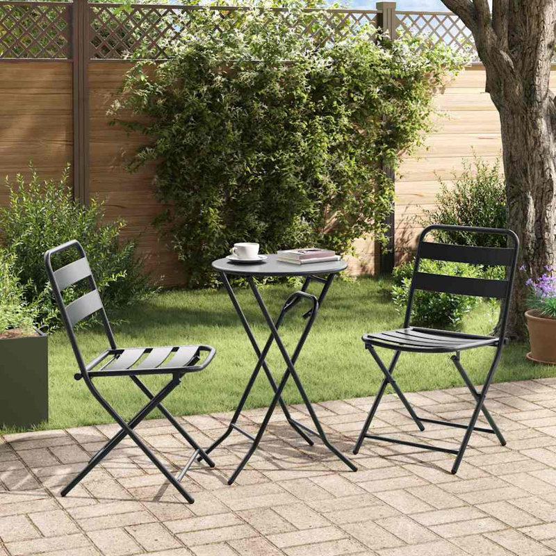 Bistro Set Folding 3 Pcs Steel, Anthracite
