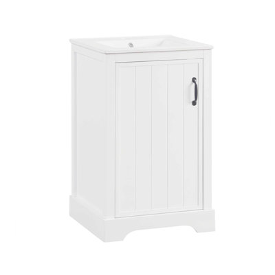 Meuble-lavabo avec lavabo en céramique 20 po, armoire de salle de bain avec porte à fermeture douce