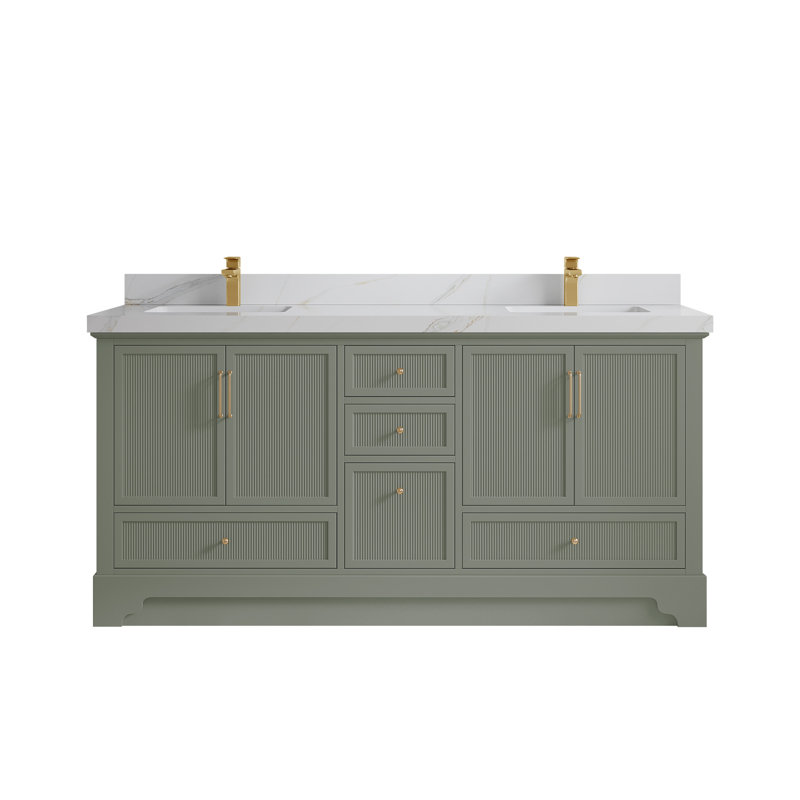 Alys 72'' Double Bathroom Vanity Set (Knobs Option), Calacatta Sienna
