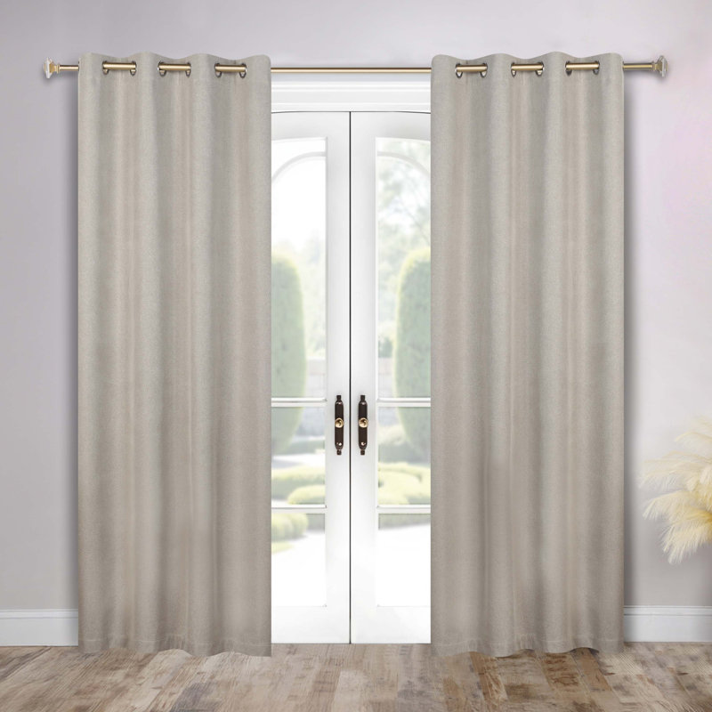 Paire de rideaux unis obscurcissant 100% lavable à la machine, L 52 po x L 84 po, Beige lin
