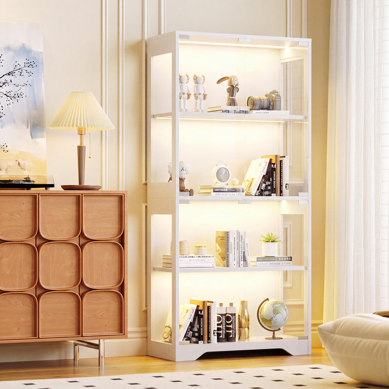 Glass Display Cabinet with Smart Color RGB Lights
