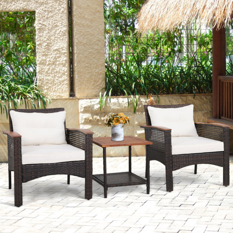 Jerneja 2 - Person Patio Conversation Set with Cushions