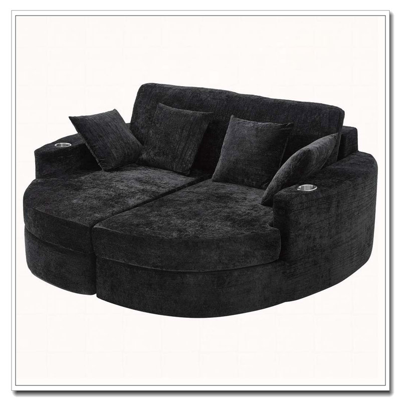 Canapé de chaise longue à compression complète, Noir