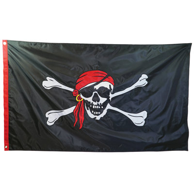 Drapeau à œillets double face brodé 3 pi x 5 pi Jolly Roger