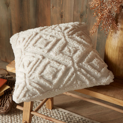 Geo Fleece Square Throw Cushion With Filling