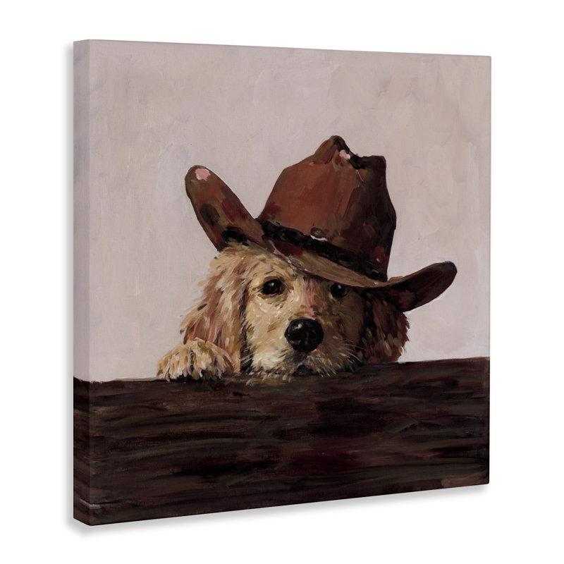 Toile «Peeking Cowboy Dog», conception par Studio Bautista, H 36 po x l 36 po