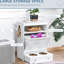 Armoire blanche pour animaux, contenant pour nourriture pour chien avec bols surélevés et cintre, rangement polyvalent: armoire pratique