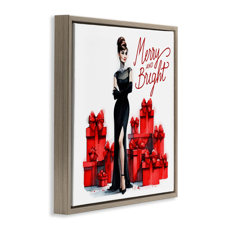 Art mural sur toile Glam Merry & Bright par Amanda Greenwood, Cadre flottant orme Montalcino, H 18 po x l 18 po