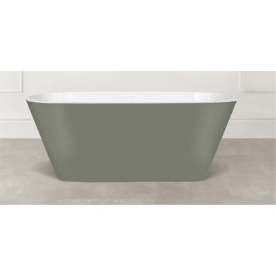 Painted Vetralla 58-3/4" X 29-2/8" Freestanding Soaking Bathtub In Volcanic Limestone With No Overflow Hole
