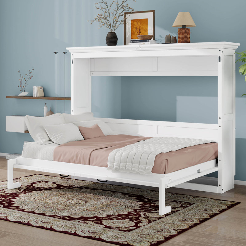 Lit pliant mural peu encombrant, White, Lit double