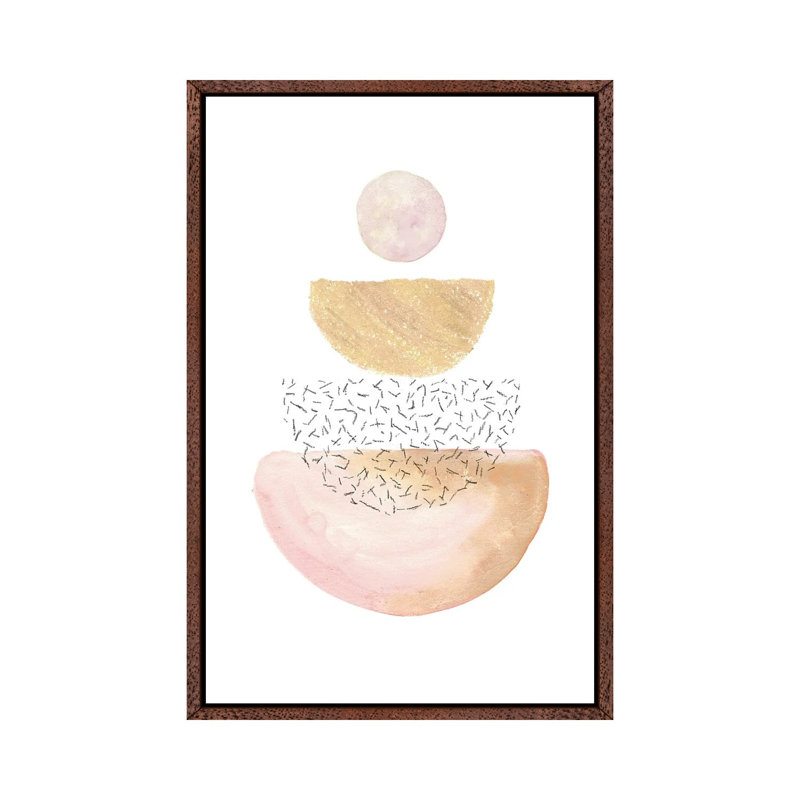Abstract Geometric Art 1 Piece Painting on Canvas, 66.04cm H x 45.72cm W x 3.81cm D, Classic Brown Wood Framed