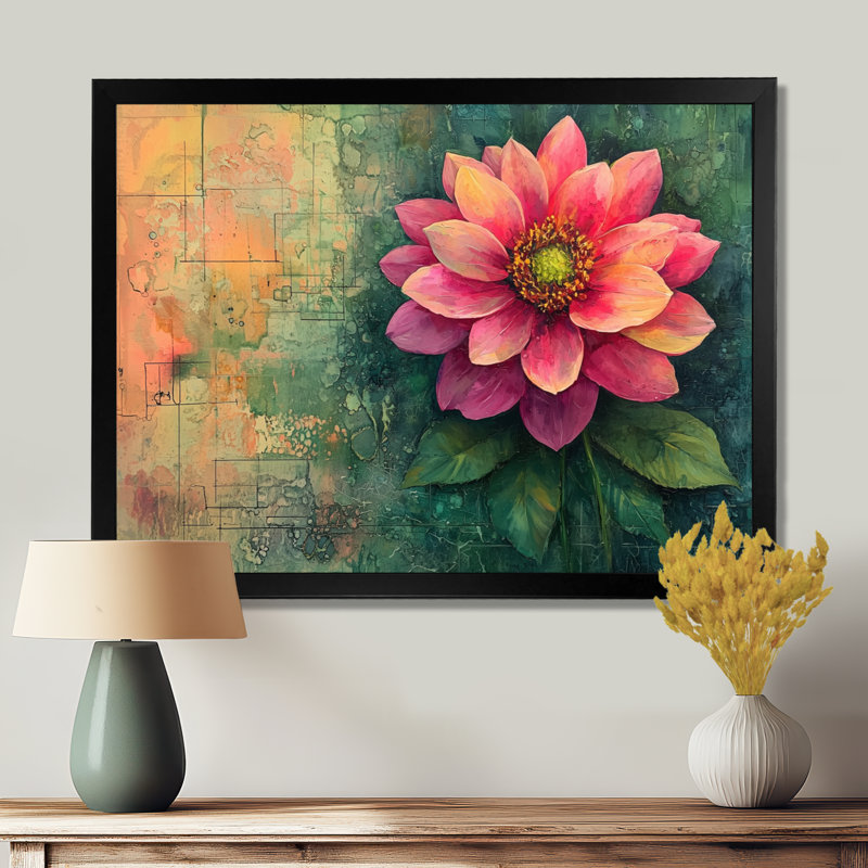 Ihne - Floral Large Wall Decor, Single Picture Framed Print without Mat, 30" H x 40" W, Black