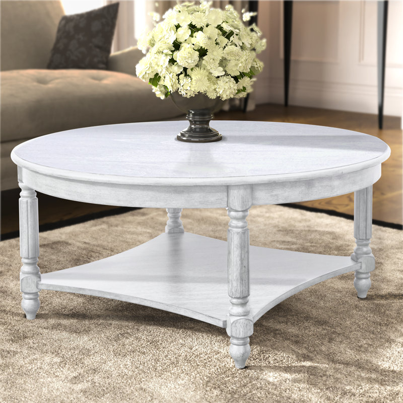 Locke Solid Wood Single Coffee Table, Antique White