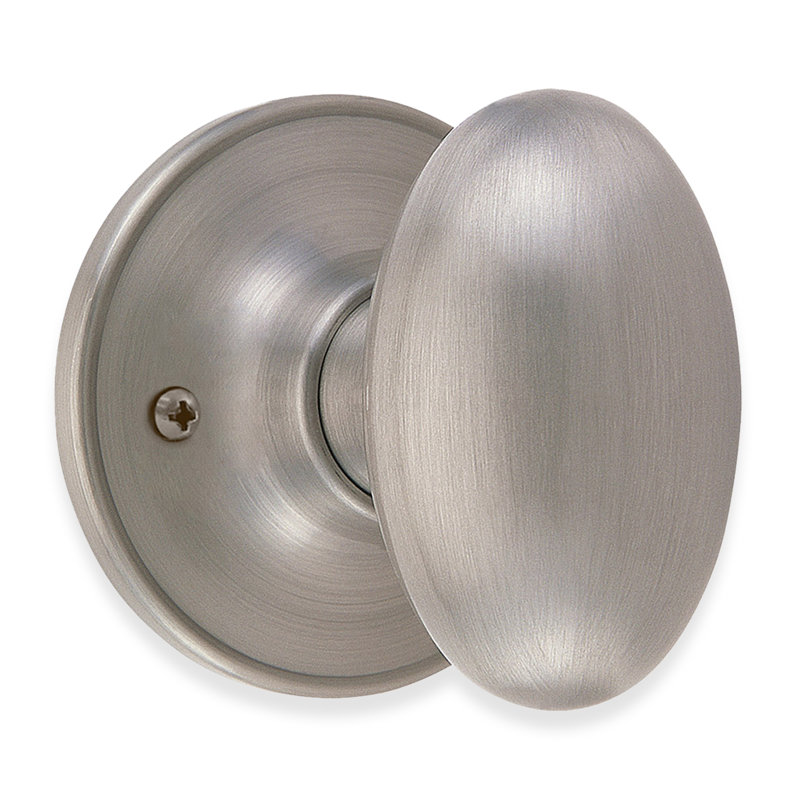 Egg Single Dummy Door Knob, Satin Nickel, Universal/Reversible