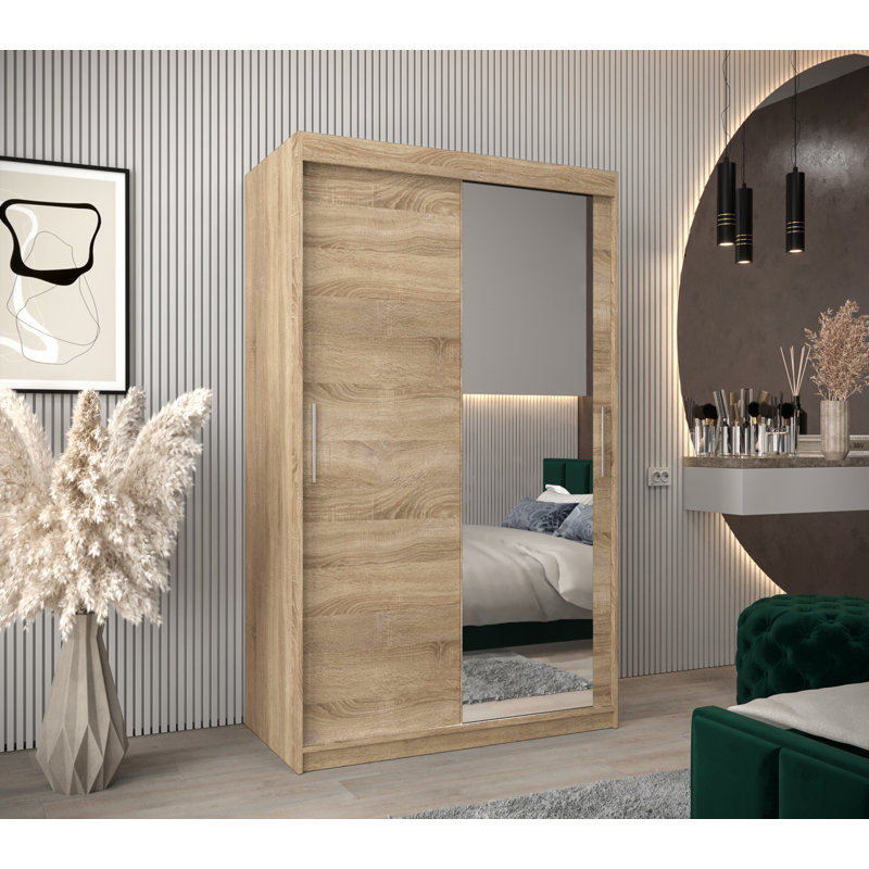 Yarbro 2 Door Manufactured Wood Wardrobe, Sonoma Oak