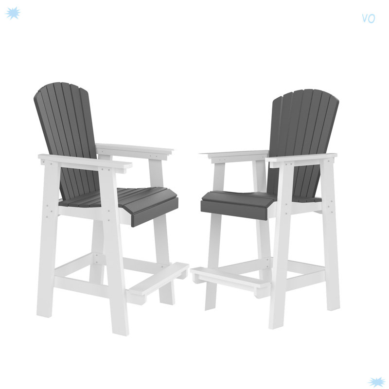 Chaise de bar en PEHD, ensemble de 2 chaises Adirondack pour l'extérieur, tabouret de bar