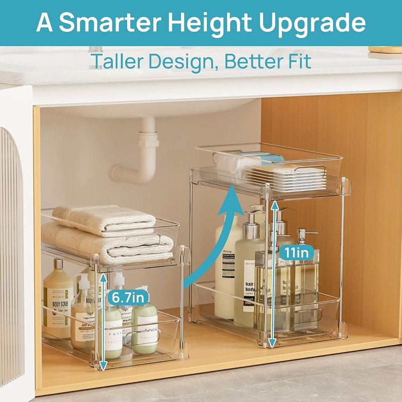 Étagère de rangement coulissante plus haute pour sous-évier, meuble de salle de bain