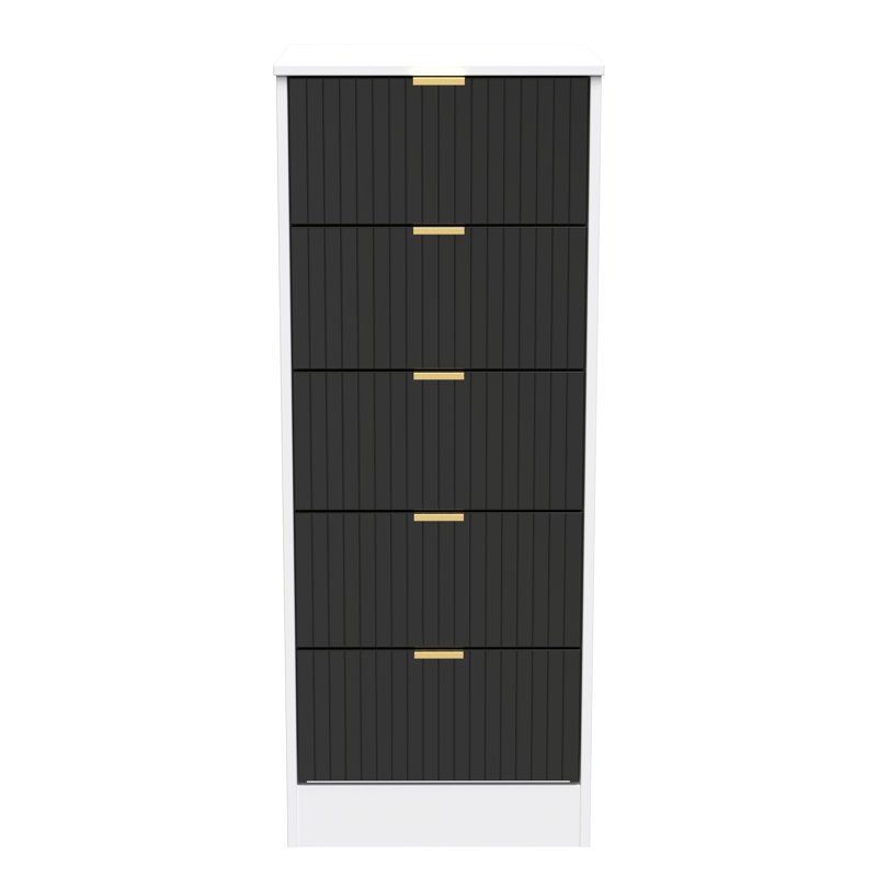 Barriner Bedside Table, Deep Black/White Matt