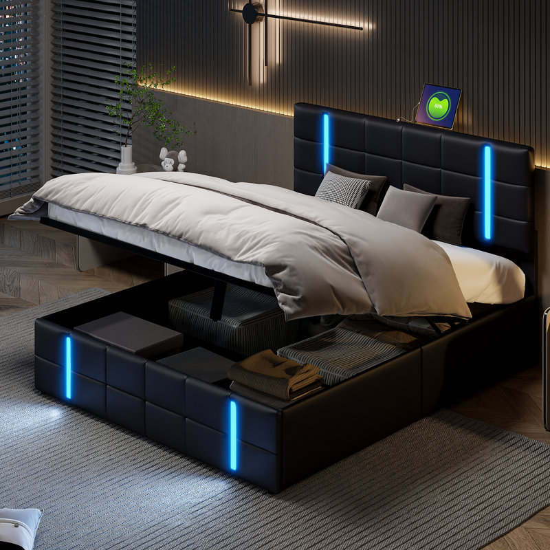 Upholstered Ottoman Storage Bed, European Kingsize (160 x 200 cm)