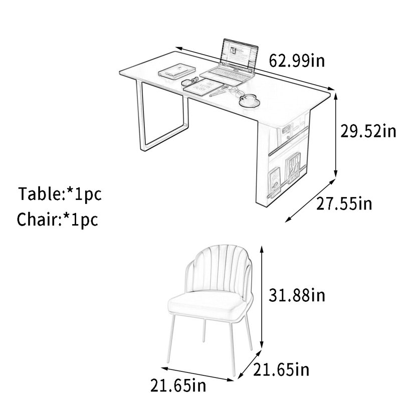 Bureau Rock Slab avec magazine, Beige, H 29,52 po x l 62,99 po x P 27,55 po