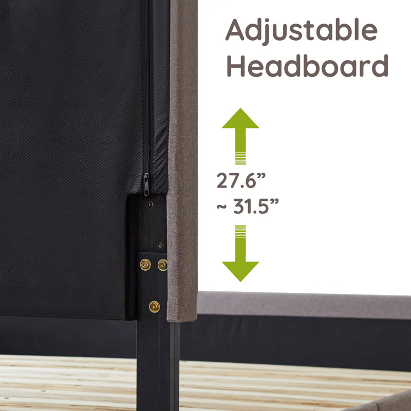 Upholstered Platform Bed Frame, Adjustable Headboard No Box Spring Needed, Twin
