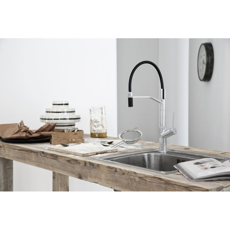 Viva Pro Mono Pull Out Single Handle Kitchen Faucet with Accessories, Brushed Nickel