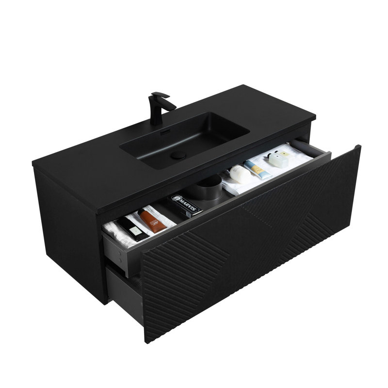 Lavabo de salle de bain rectangulaire intégré en polymère avec trop-plein 47 po Moore