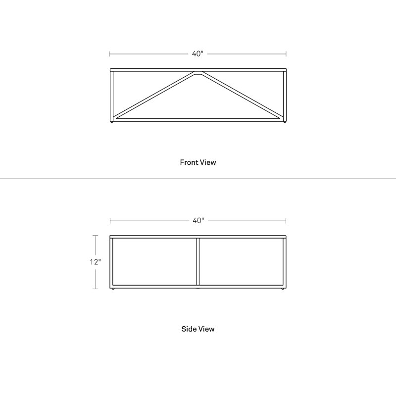Table basse Strut, Blanc, H 14 po x L 54 po x l 20 po