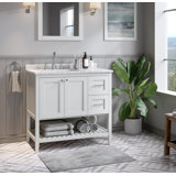 Meuble-lavabo simple 37 po avec comptoir en quartz Carrara de Chrisna
