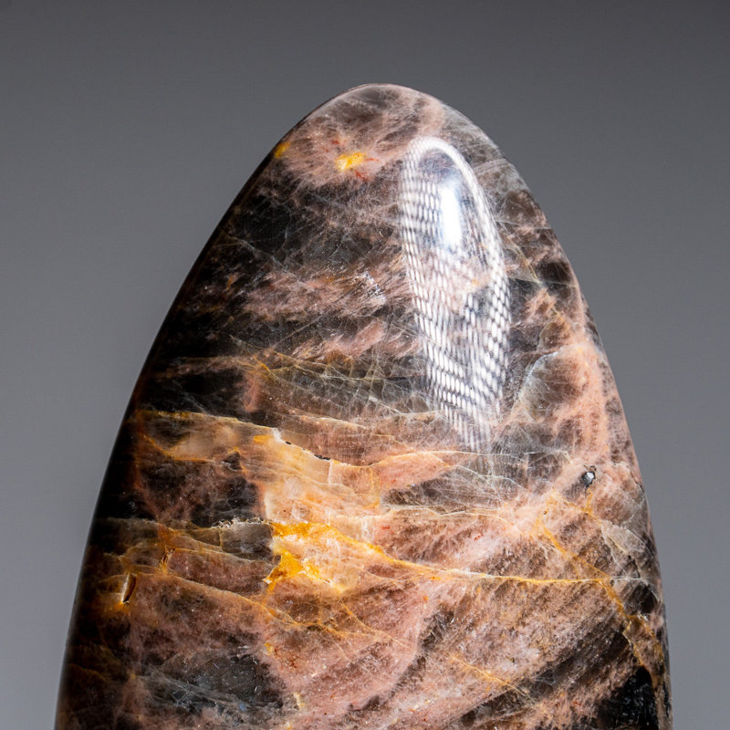 Genuine Polished Black Moonstone Freeform from Madagascar (3.2 Lbs), Gray/Brown/Black, 6" H x 3.5" W x 1.75" D