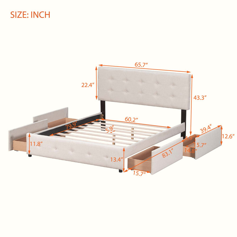 Lit tapissier, Beige