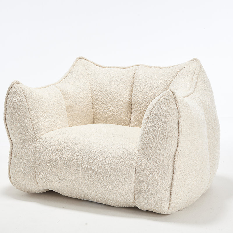 Thaloria Bean Bag Chair Lazy Sofas, 30.7" H x 47.2" W x 36.2" D, Beige Chenille