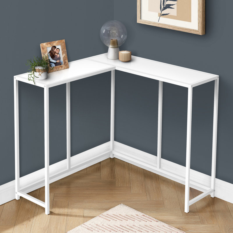 Table d'appoint, console, entrée, étroit, en coin, salon, chambre à coucher, Blanc / blanc