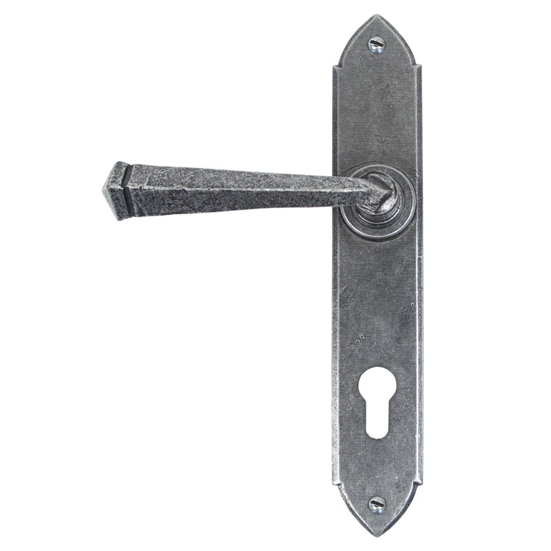 Gothic Door Handle, Pewter Patina
