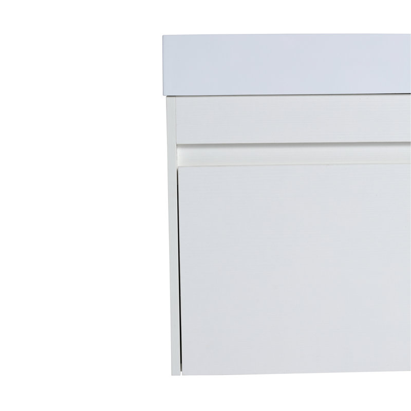 Armoire de salle de bain murale de 18 po avec lavabo en résine blanche et nombreuses façons de rangement, porte à fermeture en douceur - meuble-lavabo à finition fascinante, nombreuses possibilités, armoire