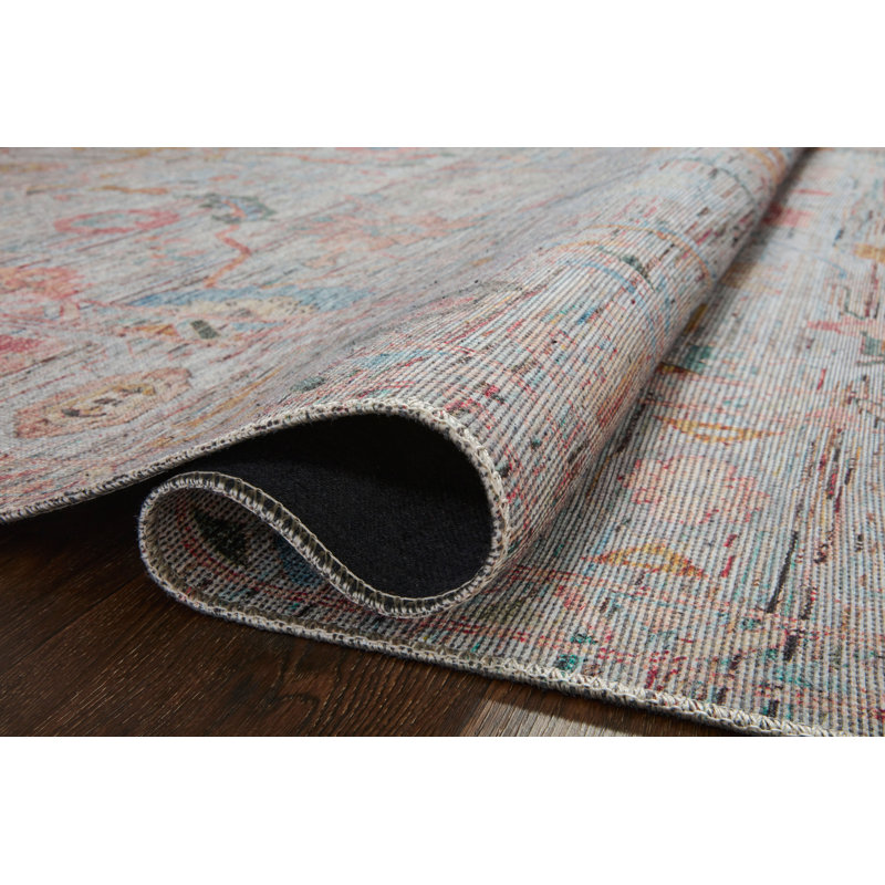 Elysium Gray Oriental Synthetic 2'6" x 9'6" Runner Rug