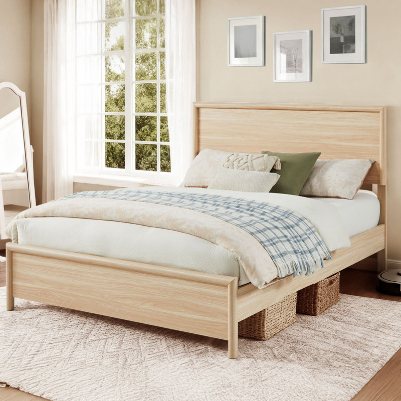 Bed Frame Queen Size With Headboard, Oak