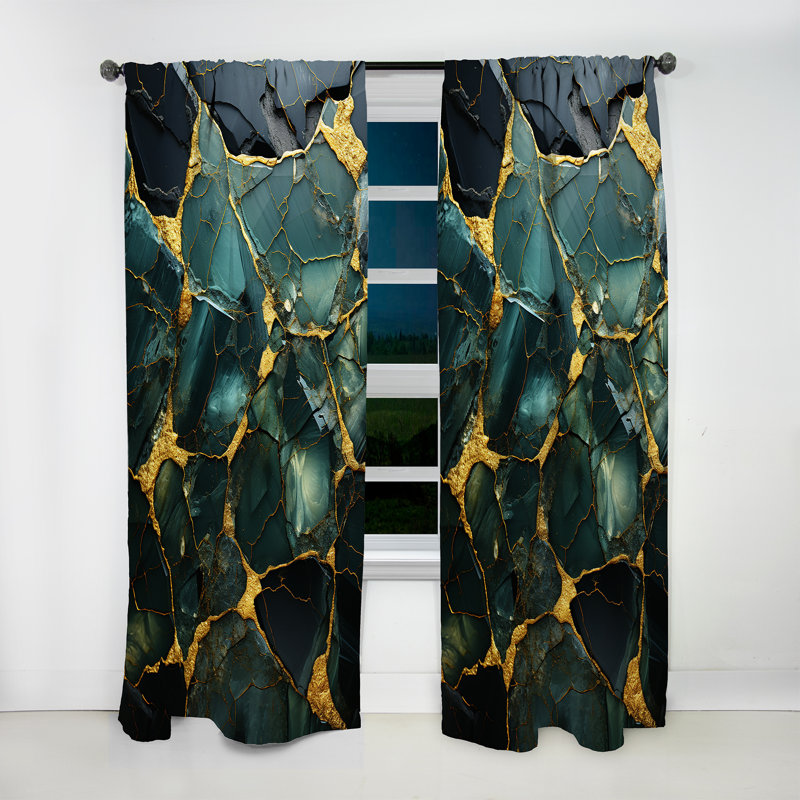 Arthurson - Abstract Marble Room Darkening Curtain - 1 Panels, 52" W x 63" L