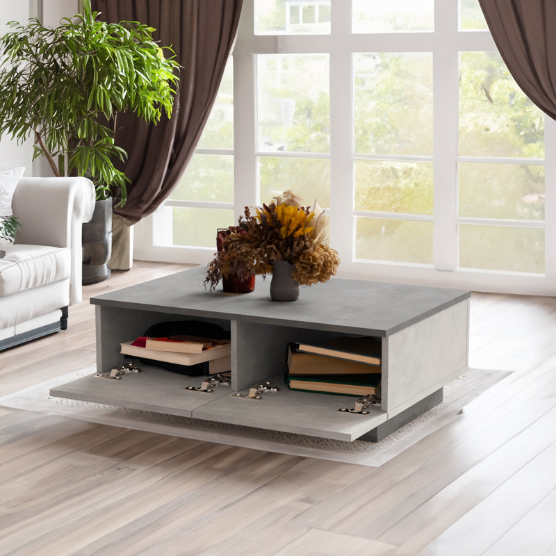 Table basse avec rangement Mandrup Block, Bois gris