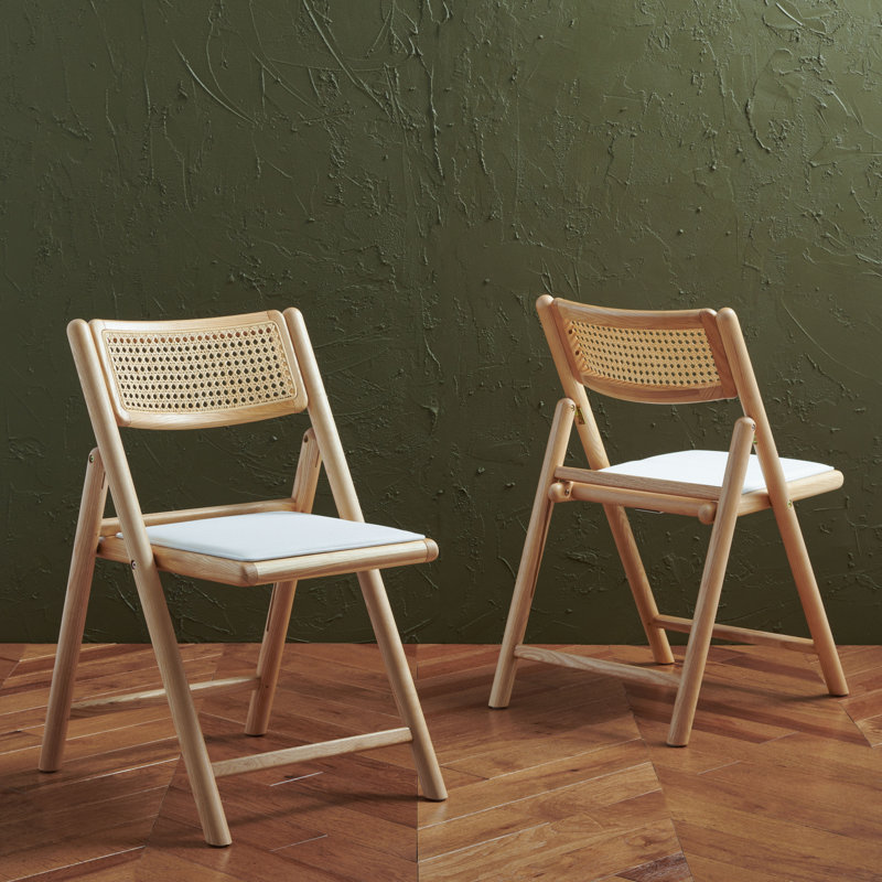 Letta Cane Folding Chairs, Naturel / Blanc