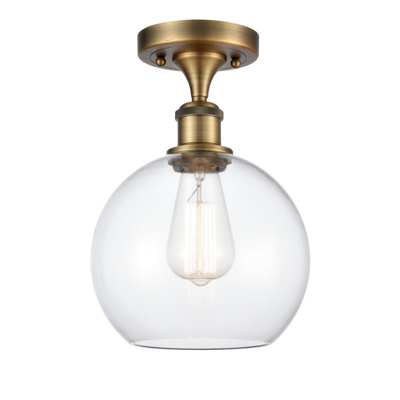 Plafonnier semi-encastré 1 lumière 8 po Cindi, Ampoule non incluse, Transparent, Laiton brossé
