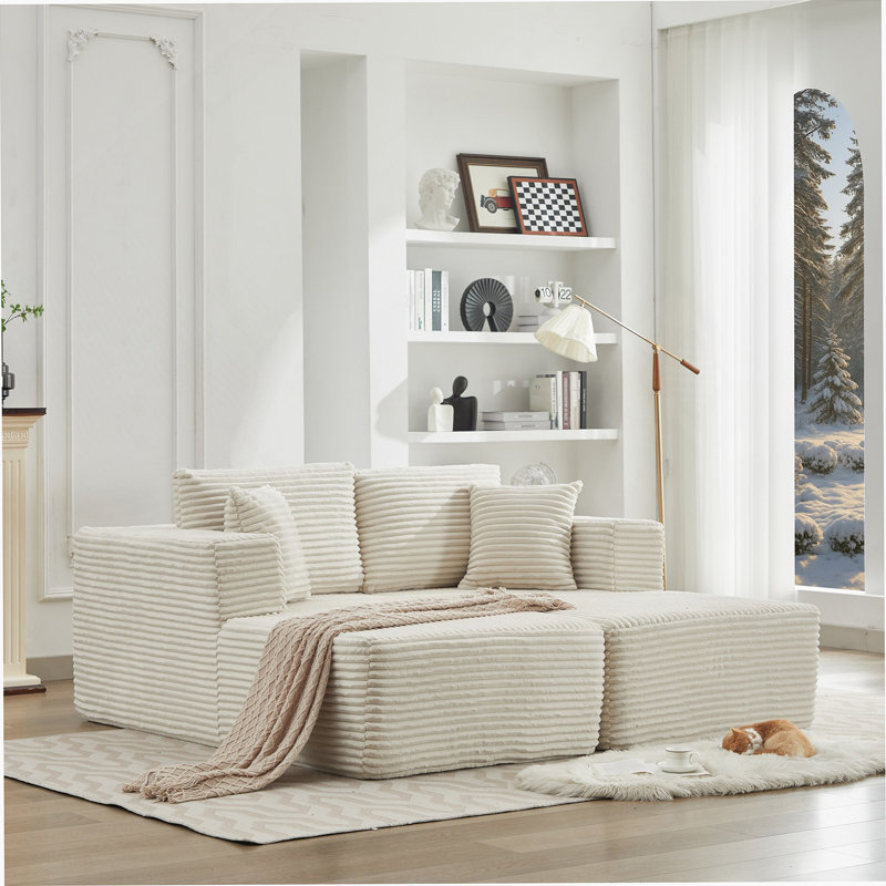106" Cloud Sectional Couch Double Chaise Lounges(Single Seats not included),Deep Seat Modern Modular Sofa for Living Room,No Assembly Required (Plush Corduroy Fabric)