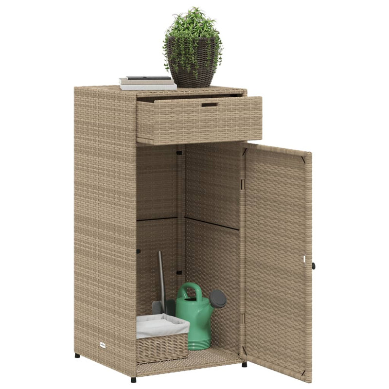 Garden Storage Cabinet 55X55x111 Cm Poly Rattan, Beige