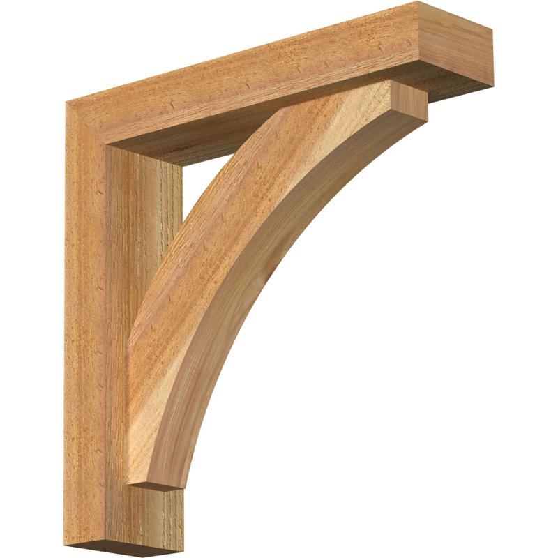 Thorton Block Bracket with Offset Brace, 16 x 16, 4"W Western Red Cedar (Rough Sawn)