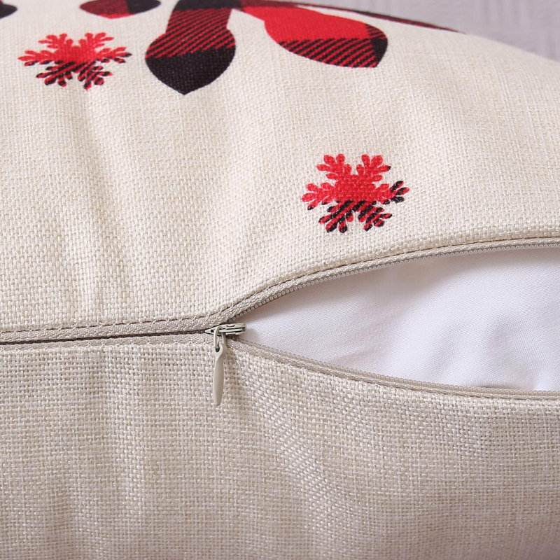  Housse de coussin en lin imprimé